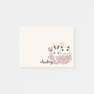 Post-it® Mignon Chaton et Lapin Animaux Meilleurs Amis Enfa