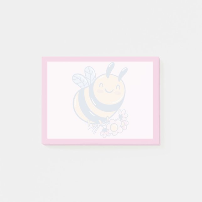 Post-it® Mignon design d'abeille et de petites fleurs (Devant)