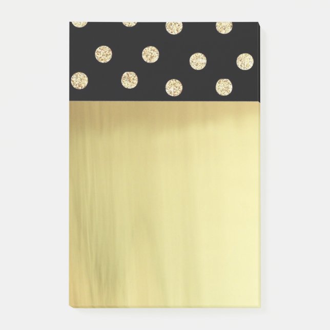 Post-it® Mignon Élégant Faux Or Points Noirs (Devant)