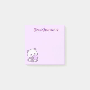 Post-it® Mignon Kawaii Pastel Violet Panda avec Cœur Person