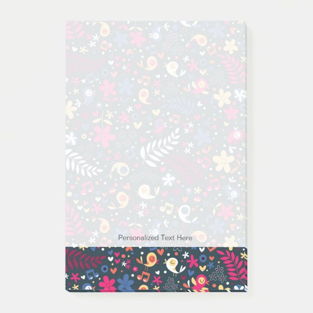 Post-it® mignon oiseaux et fleurs motif (Devant)