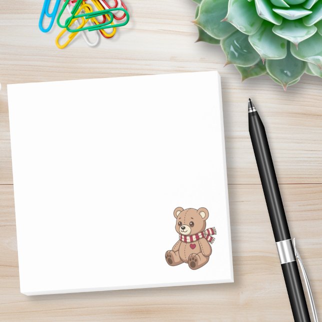 Post-it® Mignon ours en peluche avec écharpe rayée (Créateur téléchargé)