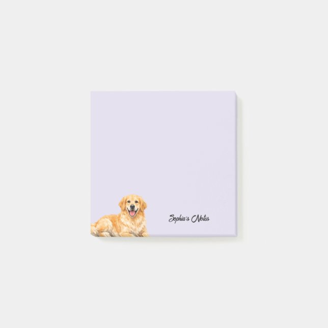 Post-it® Mignon retriever golden à l'aquarelle tendance per (Devant)
