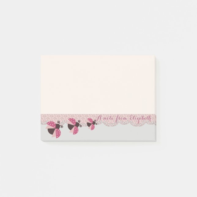 Post-it® Mignon Romantique Joli ,Coccinelles élégantes (Devant)