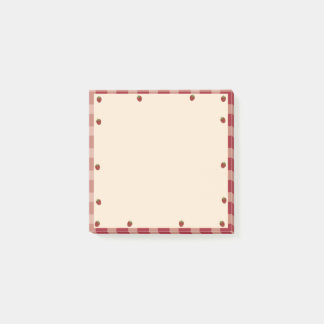 Post-it® Mignon thème fraise à carreaux rouges et blancs