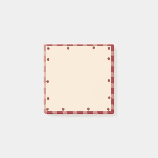 Post-it® Mignon thème fraise à carreaux rouges et blancs (Devant)