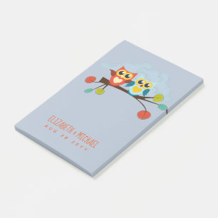 Post-it® Mignonette OWLS Mariage à thème Bleu orange