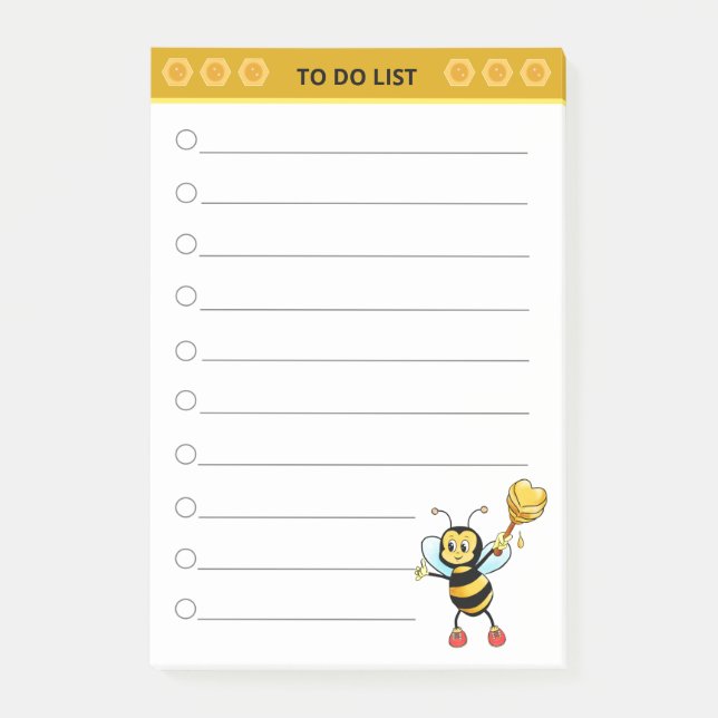 Post-it® Mignonne abeille à miel sur fond blanc (Devant)