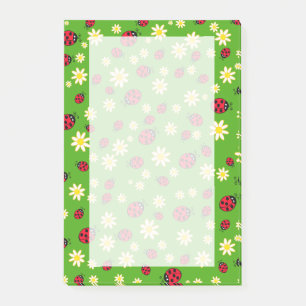 Post-it® mignonne coccinelle et marguerite vert motif