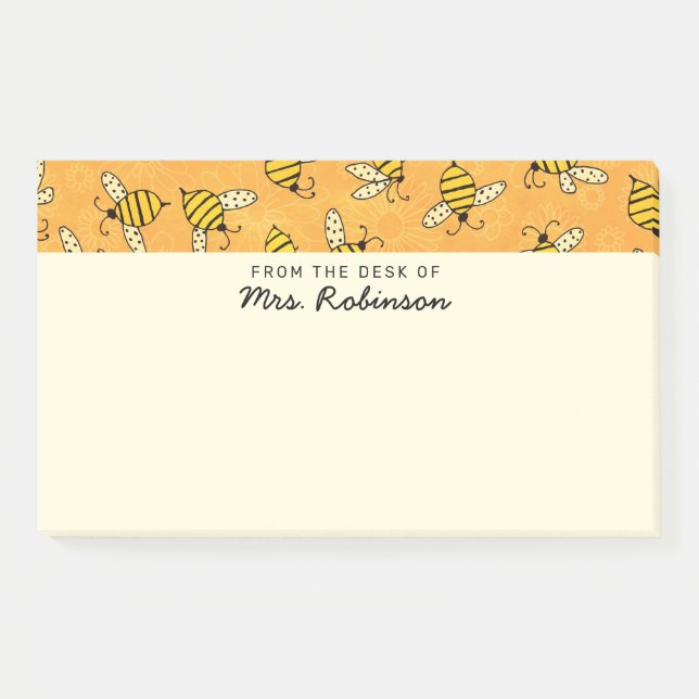 Post-it® Mignonne Enseignante des abeilles du bureau de 10x (Devant)