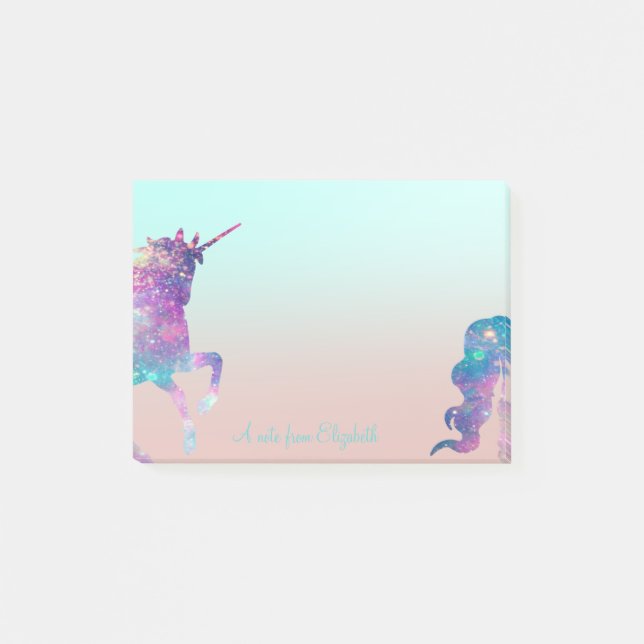 Post-it® Mignonne, Licorne, Ombré - Personnalisé (Devant)