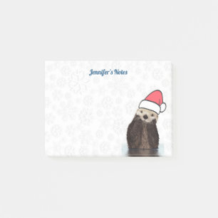 Post-it® Mignonne Otter portant un chapeau de Père Noël Joy