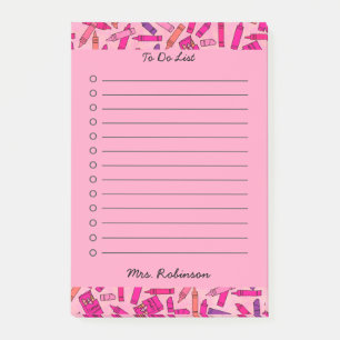 Post-it® Mignonne Pink Crayon Enseignant à faire Liste blan