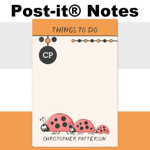 Post-it® Mignonnes coccinelles choses à faire nom enfants o