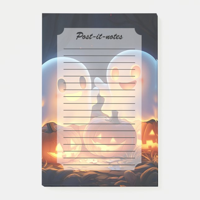 Post-it® Mignons fantômes de dessin animé Halloween effraya (Devant)