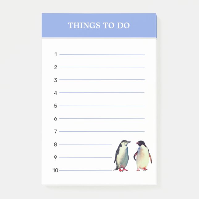 Post-it® Mignons manchots et choses à faire modifiables (Devant)