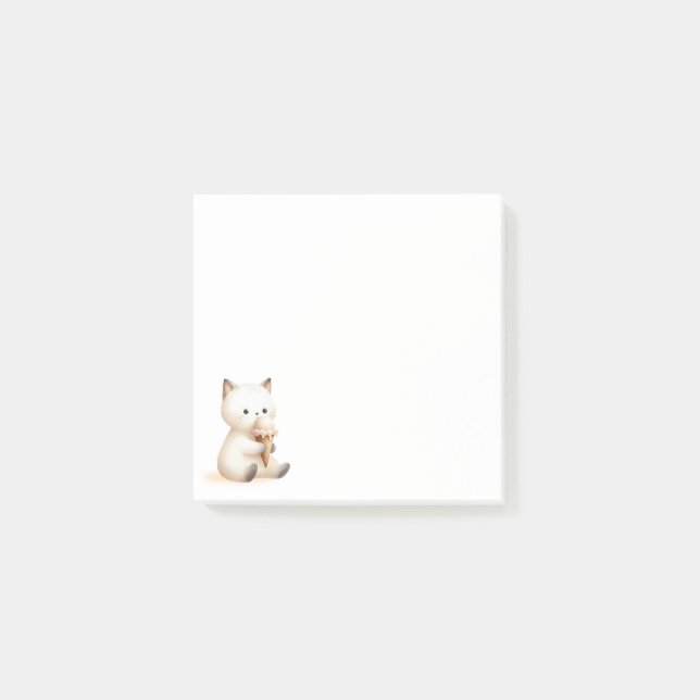 Post-it® Minceur Tan et blanc Cat Ice Cream Cone (Devant)
