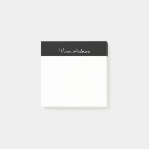 Post-it® Mini-minimaliste tendance Noir moderne Nom de scri