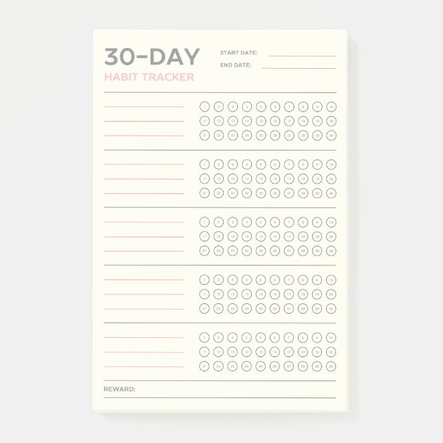 Post-it® Minimal 30 Day Challenge Habit Tracker Design (Devant)