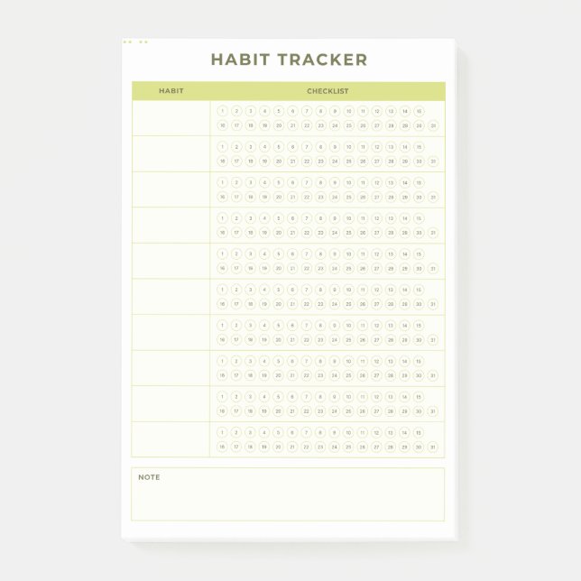 Post-it® Minimal Green Daily Checklist Planner Design (Devant)
