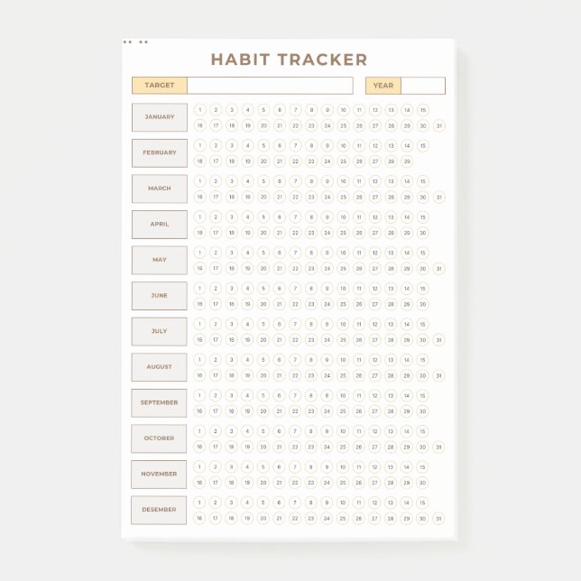 Post-it® Minimal Habit Tracker Beige Grid Design (Devant)