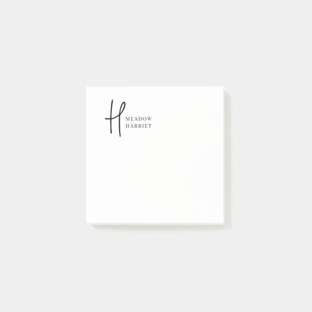 Post-it® Minimal Monogram Black and White Custom Name Year (Devant)