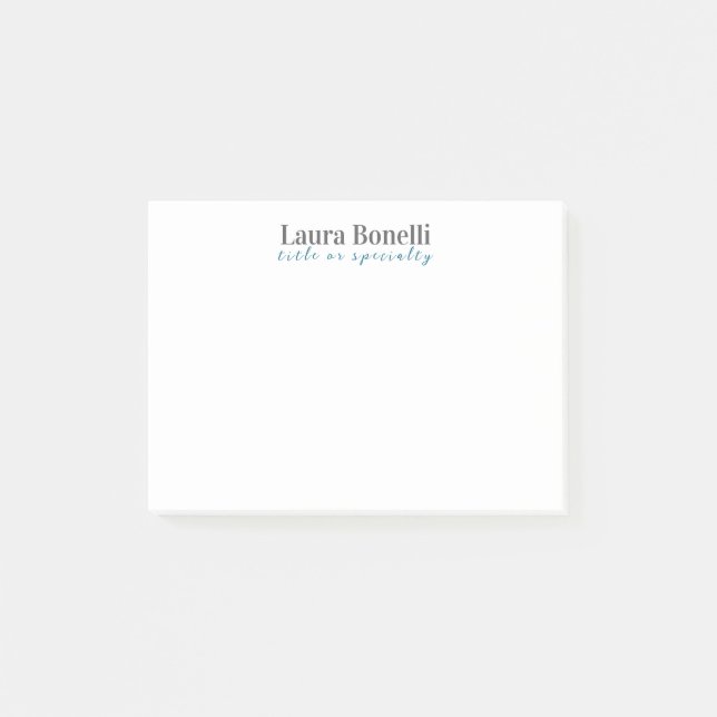 Post-it® Minimalist Professional Modern Plain Name Title (Devant)