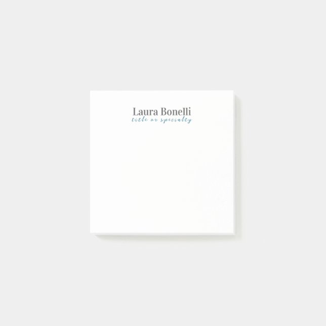 Post-it® Minimalist Professional Modern Plain Name Title (Devant)