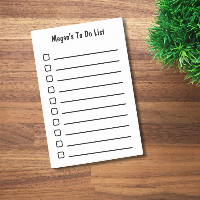 Post-it® Minimaliste de liste de tâches liées personnalisée (Personalized to do list notepad.)