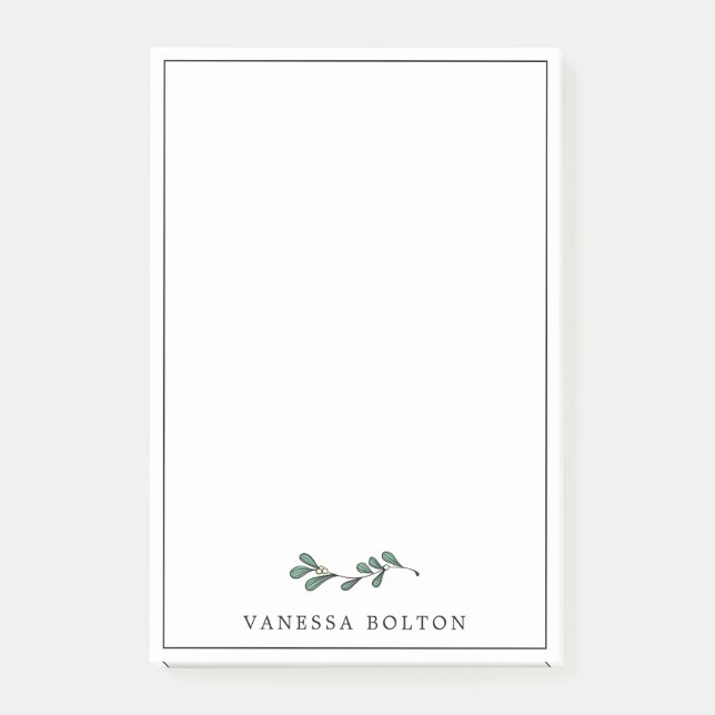 Post-it® Minimaliste Green Mistletoe Twig Ajouter Votre Nom (Devant)