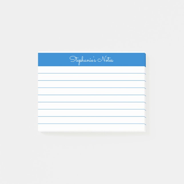 Post-it® Minimaliste Moyen Bleu Linu Personnalisé (Devant)