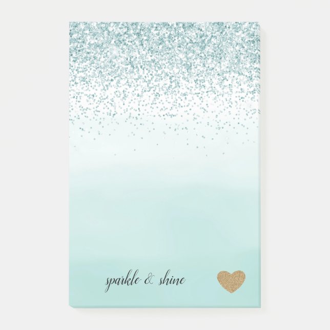 Post-it® Mint Ombre Parties scintillant Gold Heart (Devant)