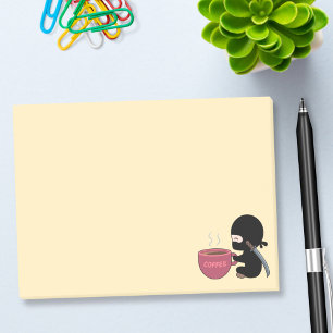 Post-it® Minuscule Ninja avec une grosse tasse de café jau