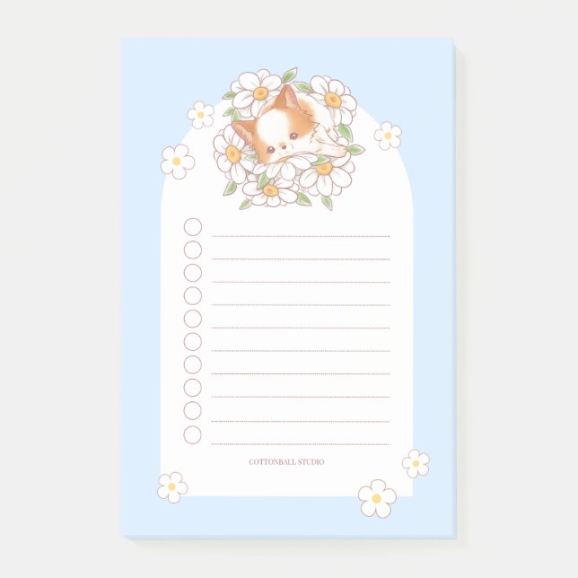 Post-it® Mochi sur lit de fleurs Notepad de printemps (Devant)