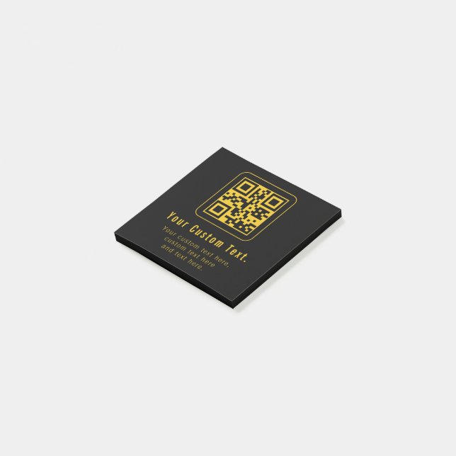 Post-it® Modèle de code QR et de texte modifiable | Noir et (Incliné)