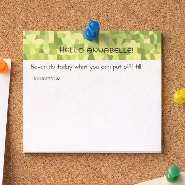 Post-it® Modèle de mosaïque verte, style de citation motiva (Créateur téléchargé)