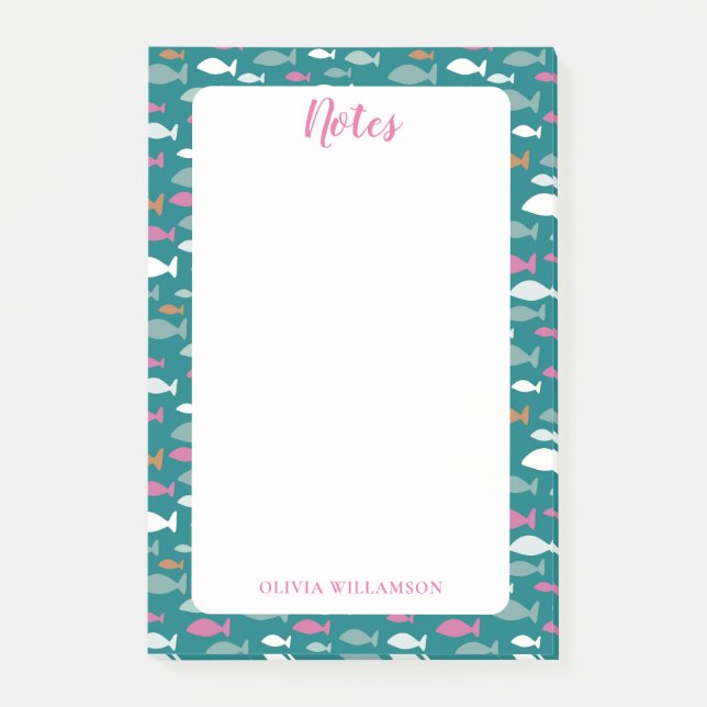 Post-it® Modèle de poisson pour faire des notes (Devant)