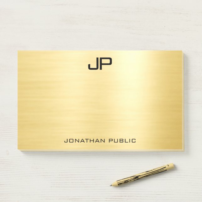 Post-it® Modèle d'or de Monogramme initial personnalisé (Sur un bureau)