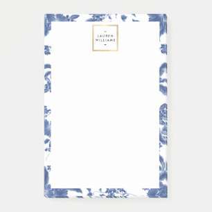 Post-it® Modèle Floral bleu vintage et blanc