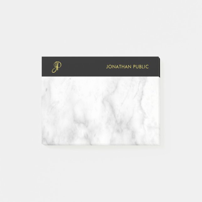 Post-it® Modèle personnalisé Marbre Blanc Or Noir (Devant)