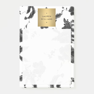 Post-it® Modèle vintage de floraison noire