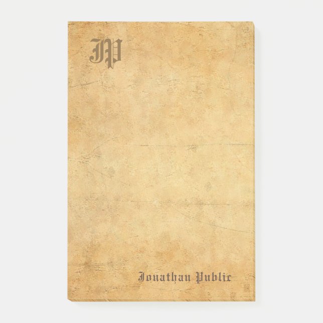 Post-it® Modèle vintage Élégant Monogramme manuscrit (Devant)