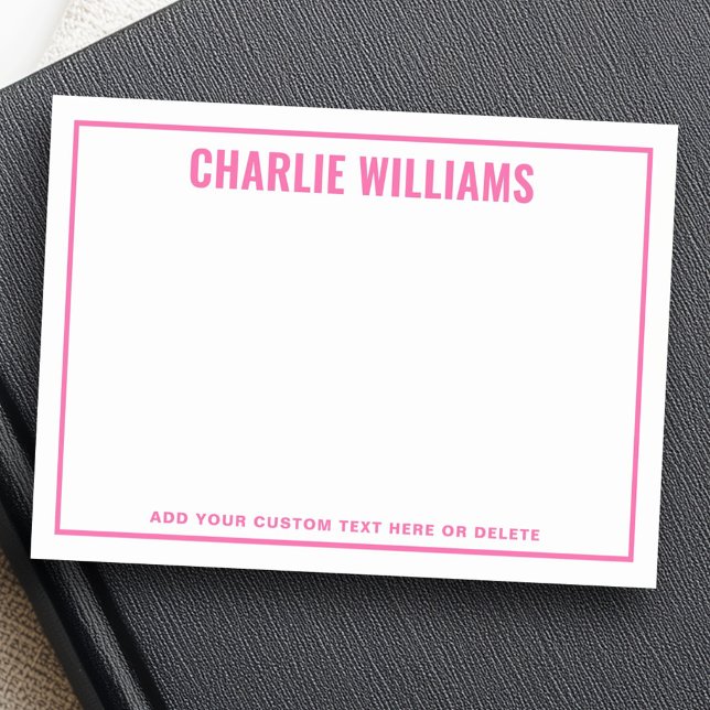 Post-it® Modern bright pink name border (Modern bright pink name border post-it notes)