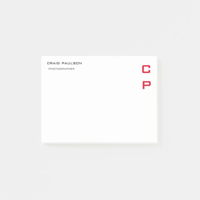 Post-it® Modern Elegant Professional Simple Red White (Devant)