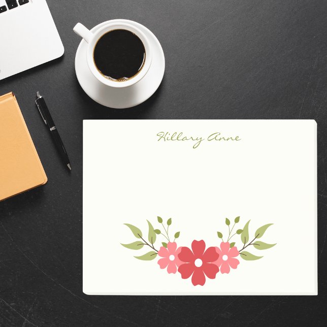 Post-it® Modern Minimalist Simple Pink & Red Girly Floral (Créateur téléchargé)