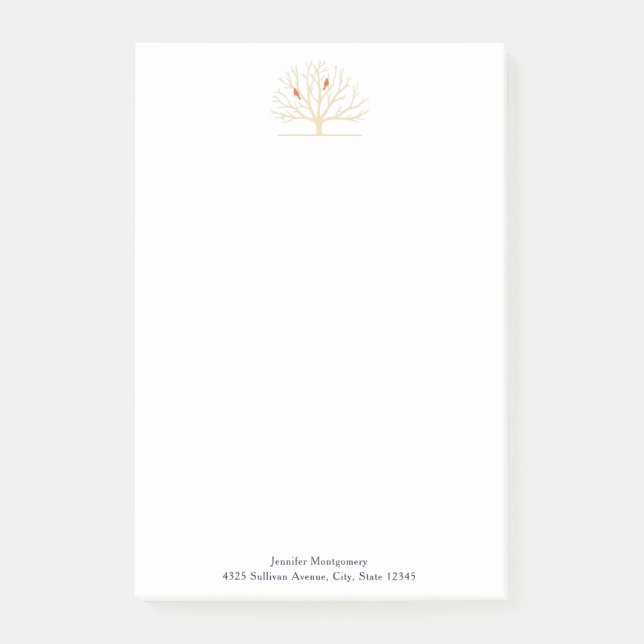 Post-it® Modern Orange Birds in a Large Tree Illustration (Devant)