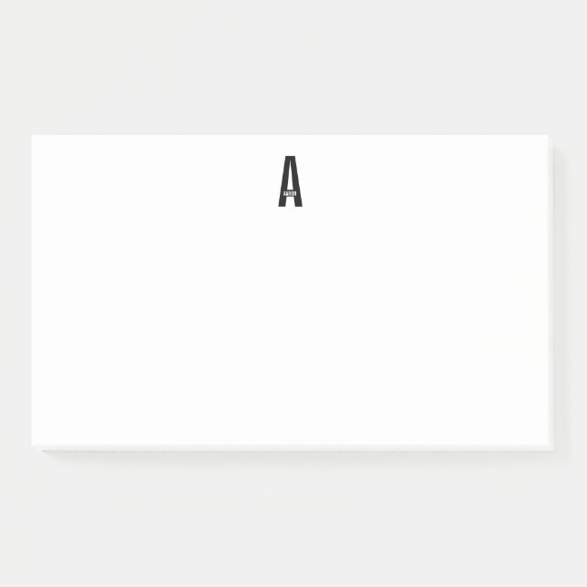 Post-it® Modern Personalized Bold Monogram and Name (Devant)