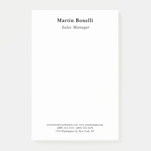 Post-it® Modern Professional Plain Black & White Classical (Devant)