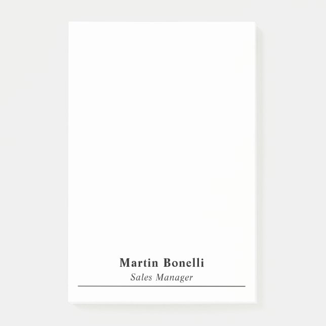 Post-it® Modern Professional Plain Black & White Name Title (Devant)
