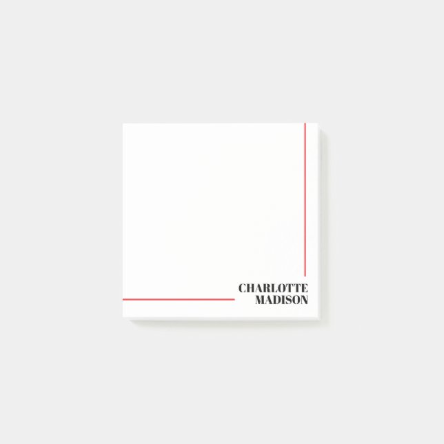 Post-it® Modern Simple Black White Trendy Minimalist Plain  (Devant)